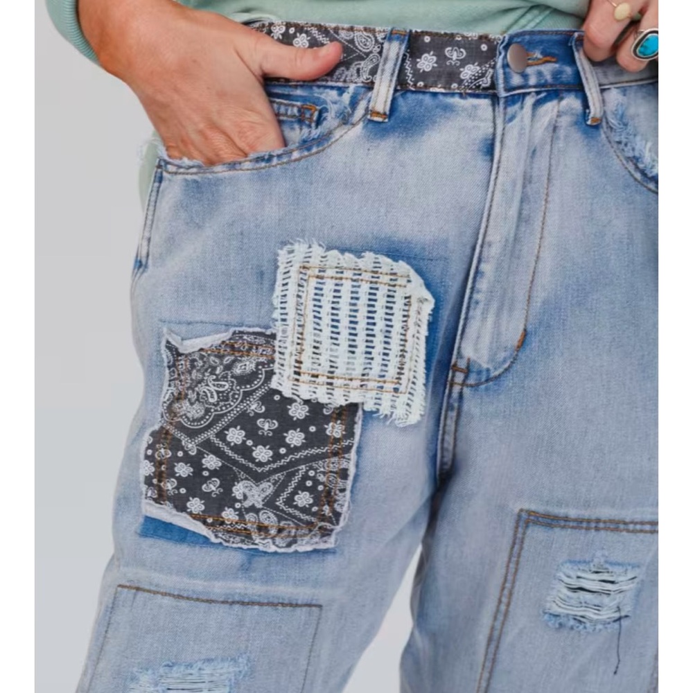 OFFSHORE PATCHWORK DETAIL PANTS - Picture 5 of 7